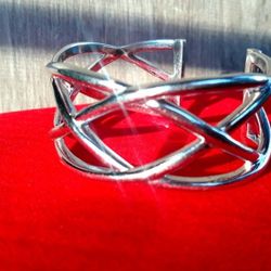 Heavy Real Sterling Silver Wide Knot Cuff Bracelet 925 Italy 