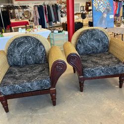 2 Rattan Chairs / Arm Chairs / Tommy Bahama Style