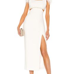 Revolve White Midi Dress-brand New With Tags-size 10