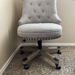 Grey Tufted Office Chair Adjustable Height