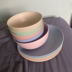 Plastic plates and bowls