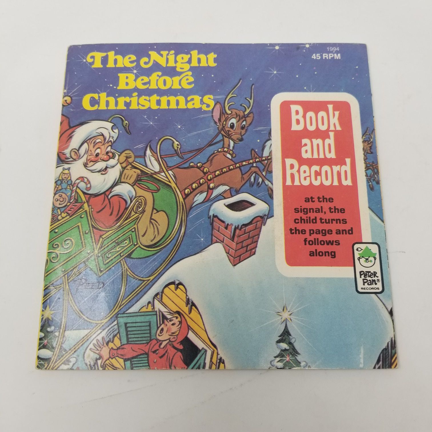 Peter Pan Record The Night Before Christmas Book & Record 45rpm 1977