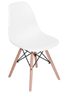 Homy Casa RICO White Dining Chair Set of 6 – Modern Beech Wood Legs, White PP Seat & Backrest, Industrial Style Open Box