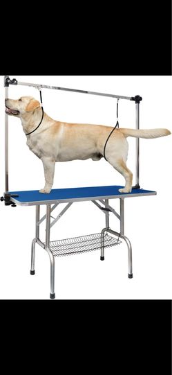 Foldable Retractable Bath Dog & Cat Grooming Table, Blue, 46-in