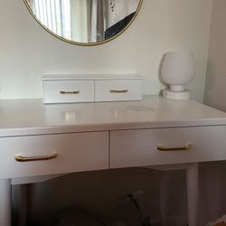 White Vanity W/  Stool 