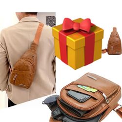 Travel Men's Leather Chest Pack Small Crossbody Bag Backpack Sling Shoulder Bag