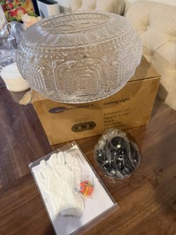 Semi Flush Mount Ceiling Light, Upgraded 12 inch Larger Black Glass Ceiling Light Fixture