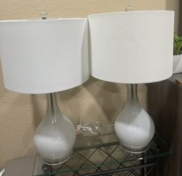 2 Tear Drop White Table Lamps