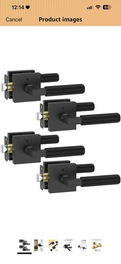 4 Pack Black Privacy Door Handles, Door Lever with Door Knobs Indoor for Bedroom or Bathroom, Heavy Duty Door Handles Interior with Locks for Left Rig