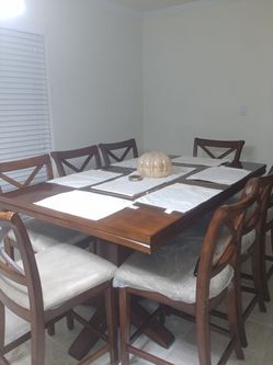 Large 9 Piece Dining Table With 8 Chairs Perfect For Large Family Gatherings