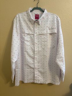 Red Hook Lure Clothing Company Men’s 2XL White Fish Button-Up Shirt
