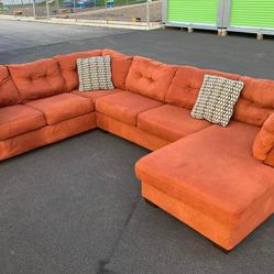 FREE DELIVERY - Large Double Sectional Orange Color Great Shape (Look My Profile For More Options)