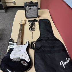 Squire Strat Affinity Series By Fender Guitar With Amp And Gig Case