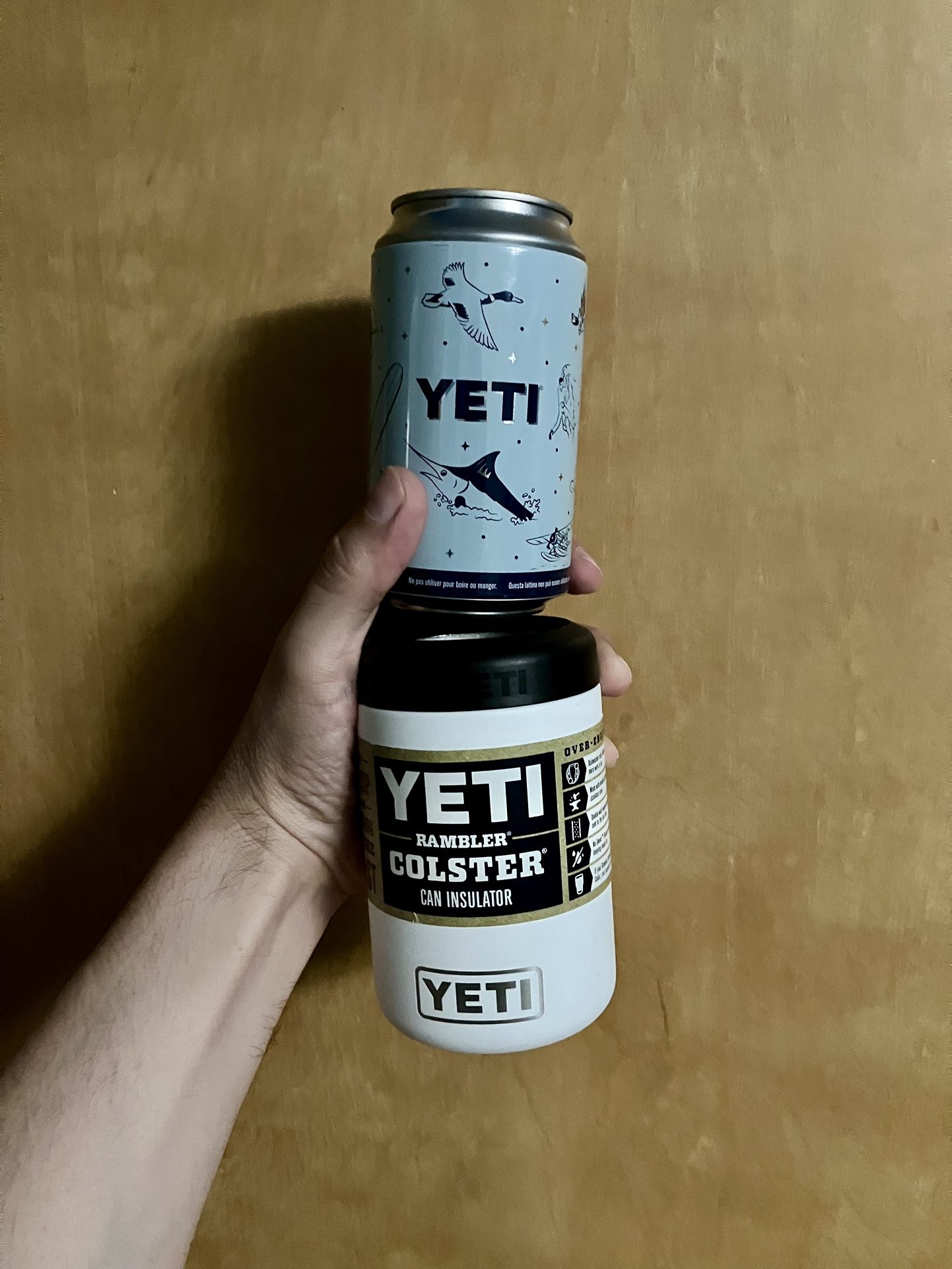 NEW Yeti Colster White Insulated 12 oz Metal can cooler Holster ounce Insulator + Pop Top Storage Can 12oz