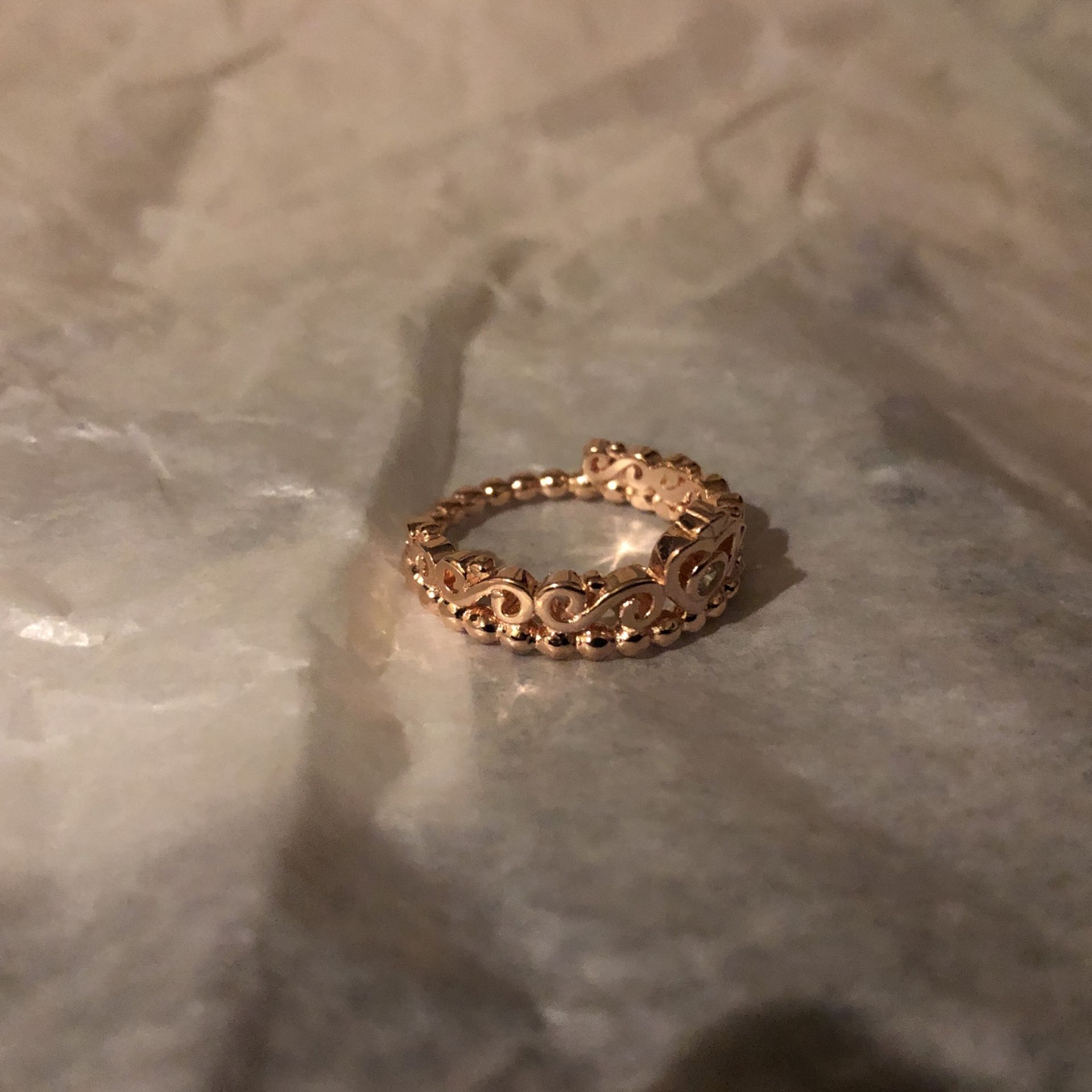Rose Golden Plated Ring Simple Fashion 925 Sterling Silver Crown Princess Diamond Ring . Size-8