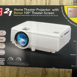 RCA Projector + 100” Screen — Brand New