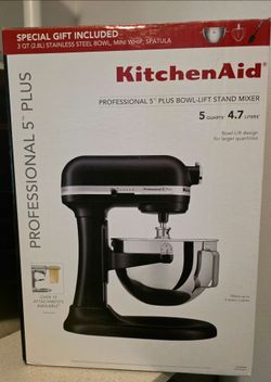 KitchenAid Pro 5 Plus Stand Mixer, Matte Black, with Box