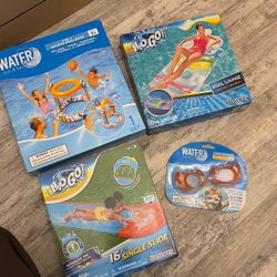 Pool Bundle Lot Slip And Slide Lounger Goggles And Basketball And Football Kit