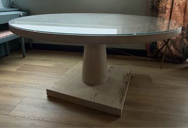 Solid Wood 60” Round Dining Table + Glass Top