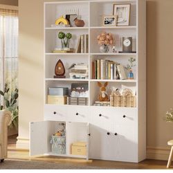 Tall Bookcase w/ Drawers & Cabinets – 6 Tier Storage