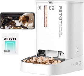 Automatic Cat Dog Feeder with Camera, AI-Powered Motion Capturing, 1080P HD Video with Night Vision, 2.4G WiFi Pet Feeder with 2-Way Audio, Dual Hoppe