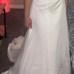 White Strapless Wedding Dress - Size 14 