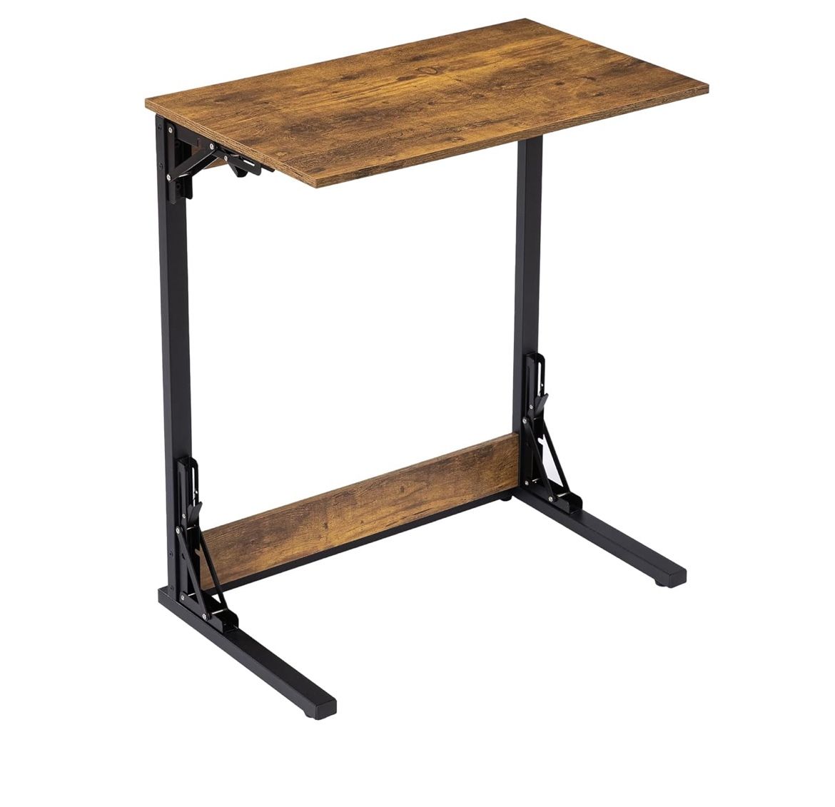 Folding TV Tray Table, Foldable C-Shaped End Table for Couches, Sofa-Side Laptop Desk with Metal Frame for Living Room, Bedroom, Pre-Assembled (23.6"
