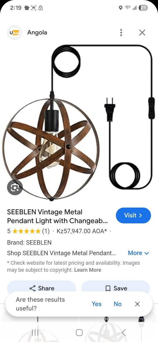 Metal Pendant Light.