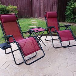 BRAND NEW Zero Gravity 3-Piece Outdoor Reclining Chair Set