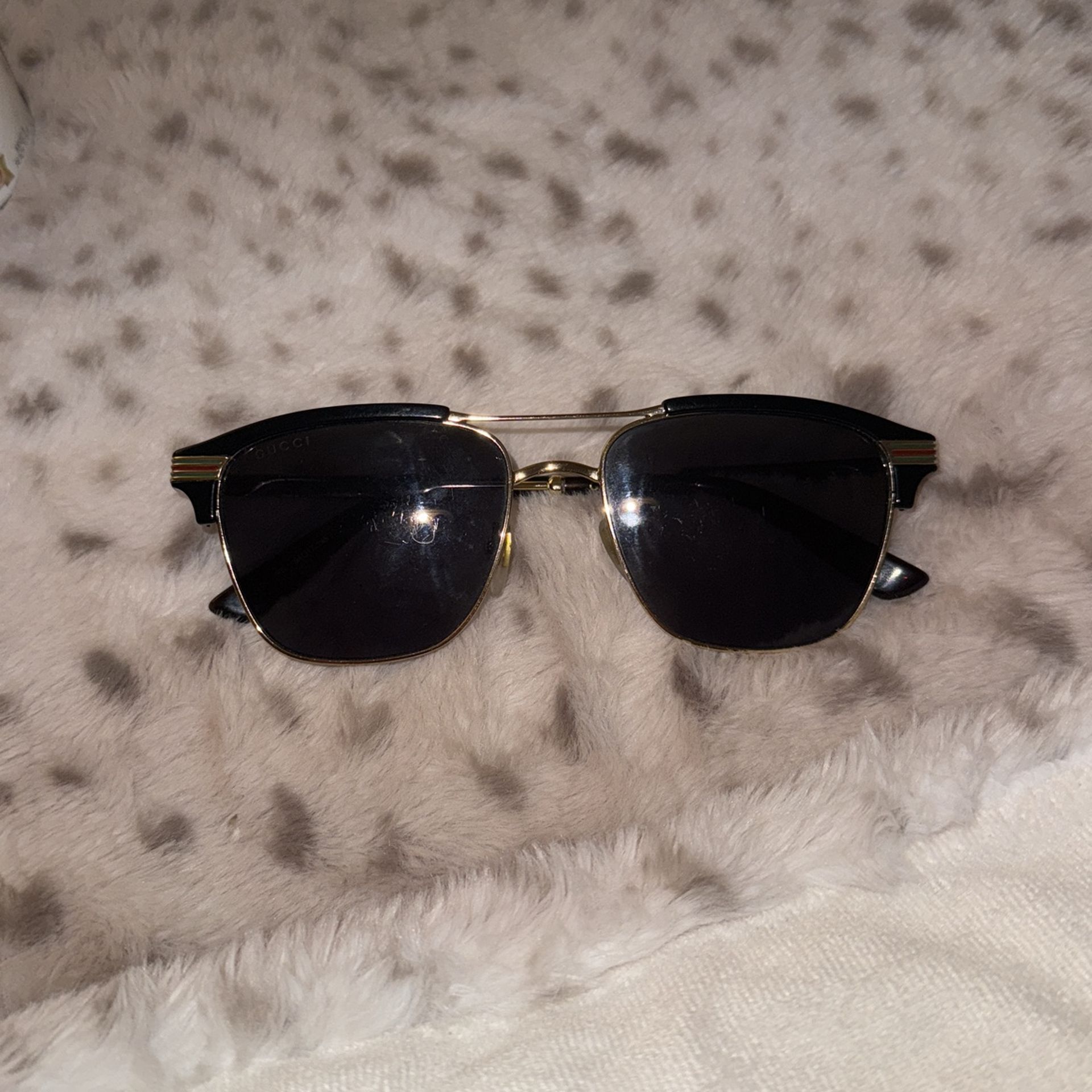 SNOOP DOG Gucci GG0241S 002 Square Sunglasses Gold Black 54mm Men's Frame Gray Lens- “lightly used”