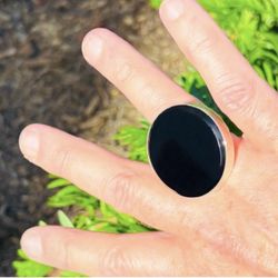 8 8.5 9 Handmade Ring Black Onyx Gem Solid 925 Sterling Silver Gemstone Fine Art UNISEX Men Women Original Natural Gem Artisan Statement