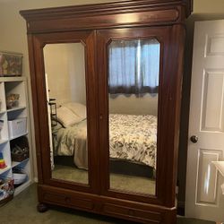 Antique mirrored armoire, 19th century. 
