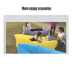 Outdoor Inflatable Lounger Portable Waterproof Air Filled Balloon Air Bag, Nylon Fabric Bean Bag, Air Sleeping Sofa Couch for Camping, Beach, Park