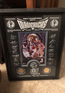 Dallas Mavericks championship picture with 24 karat gold plated coins