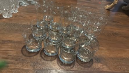 Etched Floral Glass Set – Mixed Styles