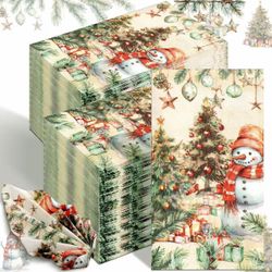 200 Pcs Christmas Guest Paper Napkin 2 Ply Disposable Hand Towel for Bathroom Merry Christmas Paper Napkin Dining Table Decoration for Xmas Party Wint