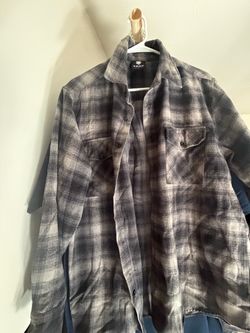 YAGO Gray Plaid Flannel Button-Up Shirt