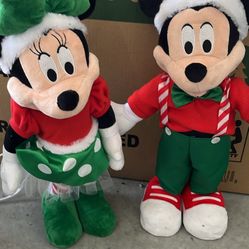 Mickey And Minnie Christmas Stand Up Teddy
