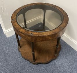 Matching Wooden Glasstop End Table 