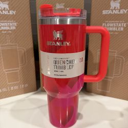 NEW Stanley Quencher H2.0 FlowState Tumbler 40 oz - Powder Pink Heart Gradient