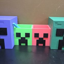 3d Printed Minecraft Themed Coin Banks And Pencil Holders