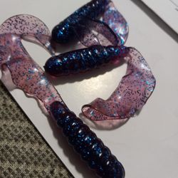 50 Pcs Purple Blue Curl Tail Grubs