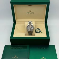 2004 Rolex Datejust 36 36mm stainless jubilee bracelet 18k white gold fluted bezel silver roman dial quick-set 16234 box tag booklets appraisal