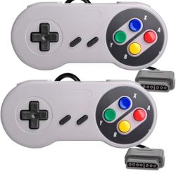 Paquete de 2 controladores de repuesto para SNES, controlador de juego compatible con el sistema original de entretenimiento de juegos Super Nintendo
