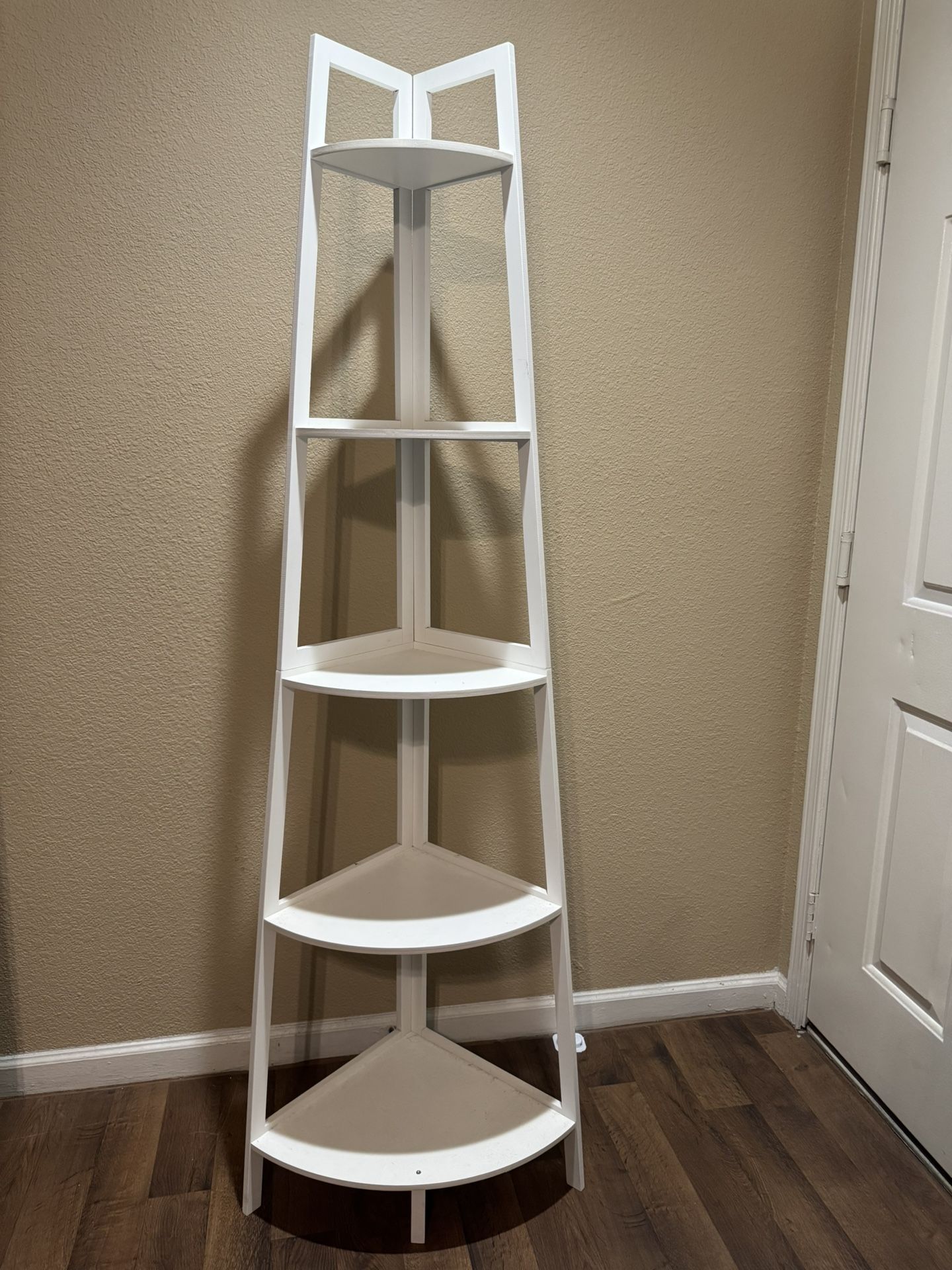 White Corner Shelf 5 Tier Bookshelf 70.8inch Tall