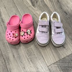 FREE: 2 Pairs Girls Shoes Crocs & Vans