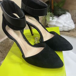 Black suede high heels shoes size 8 1/2