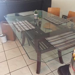 Glass dining room table
