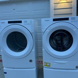 Whirlpool Front Load Washer and Dryer with Pedestals