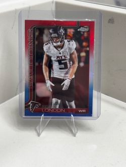 2025 Topps Chrome Football Drake London #12 – Red White Blue Refractor, Atlanta Falcons